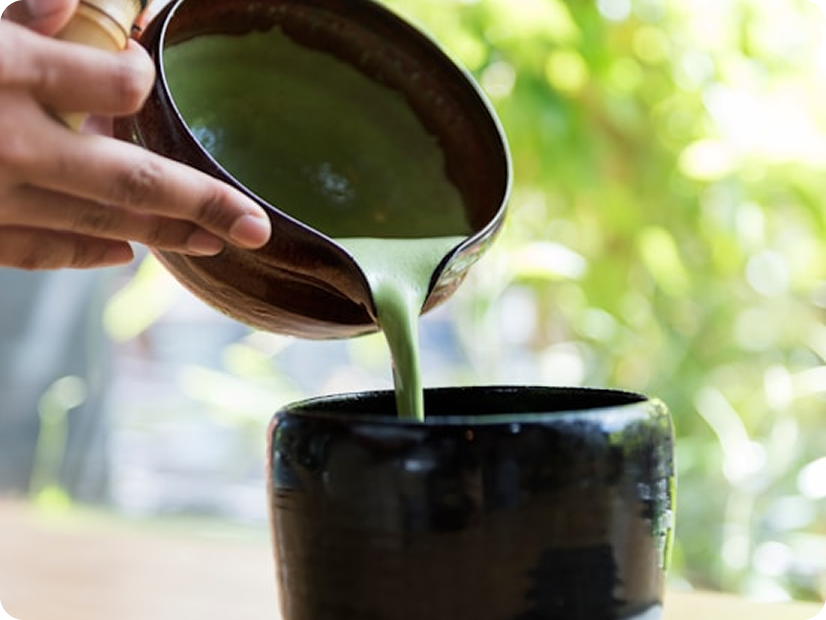 Preparing matcha using chasen – ideal for cafés serving authentic matcha